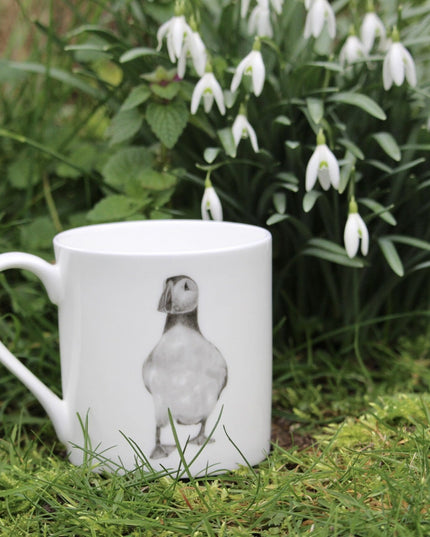 Pebbles Puffin Illustration Fine Bone China Mug image 1