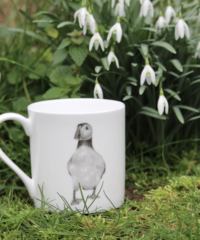 Pebbles Puffin Illustration Fine Bone China Mug image 1