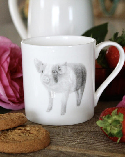 Patrick Pig Illustration Fine Bone China Mug image 1