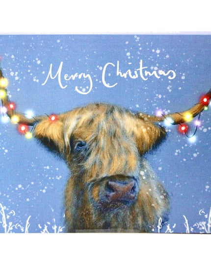 Festive Highland Cow - Hand Drawn Eco Christmas Card Pack Of 6 image 3