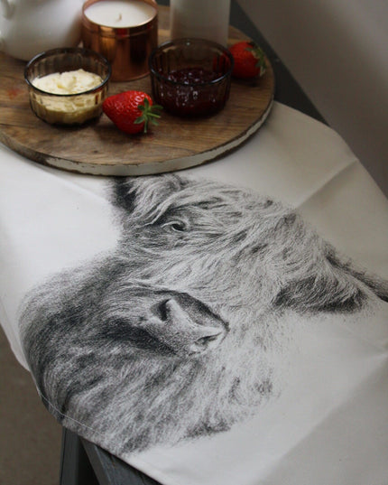 Highland Cow Tea Towel Organic Cotton image 1