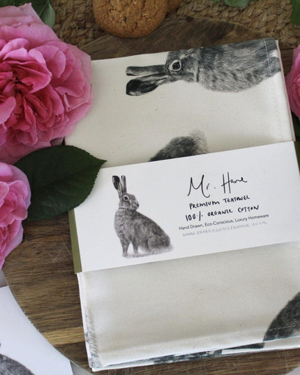 Hare Tea Towel Organic Cotton image 0