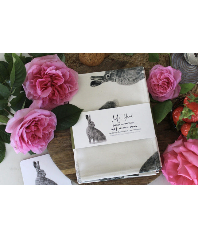 Hare Tea Towel Organic Cotton image 0