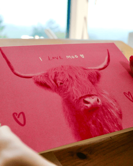 Pink 'I Love Moo' Highland Cow  Card image 2