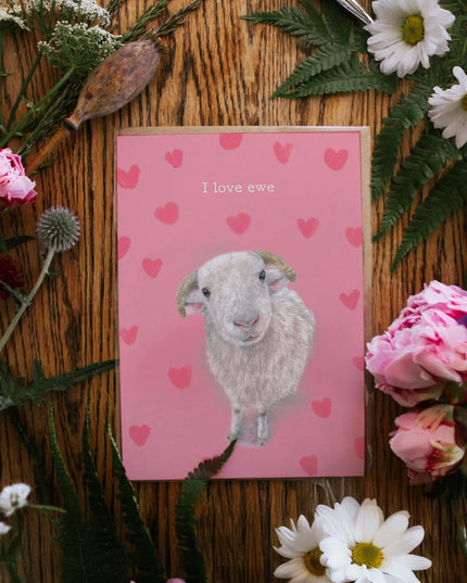 'I love ewe' Cute Sheep Valentines Card image 0