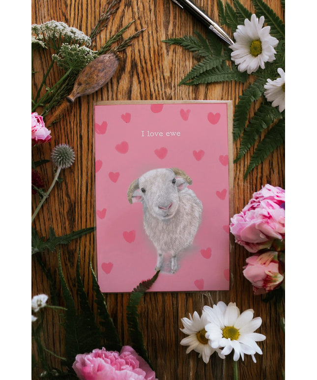 'I love ewe' Cute Sheep Valentines Card image 0