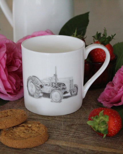 Vintage Ferguson Tractor TE20 Illustration Fine Bone China Mug image 2