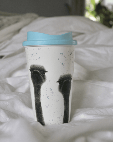 Ollie and Olive Ostrich Travel Mug image 0