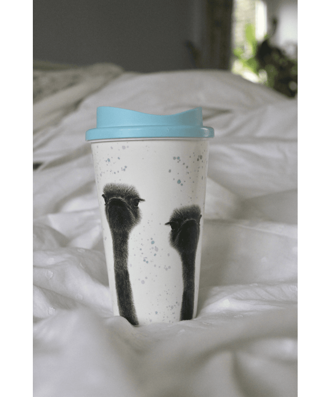 Ollie and Olive Ostrich Travel Mug image 0
