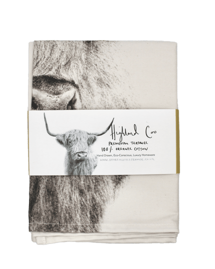 Highland Cow Tea Towel Organic Cotton image 0