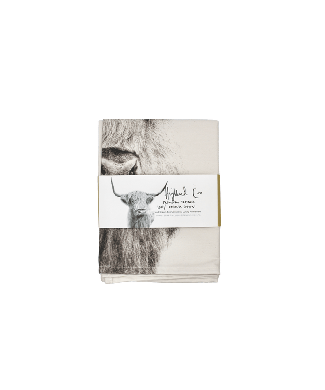 Highland Cow Tea Towel Organic Cotton image 0
