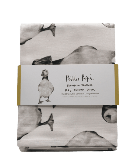Pebbles Puffin Organic Cotton Tea Towel image 0