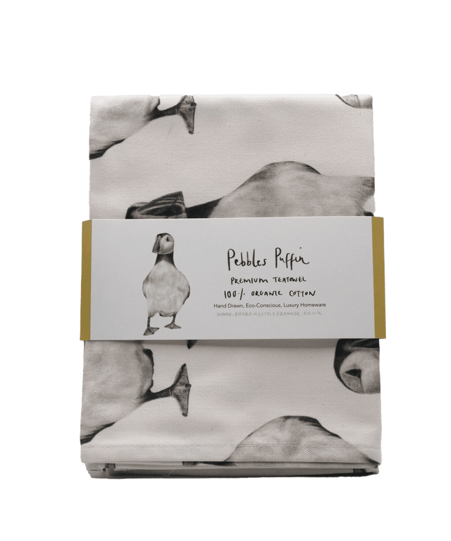 Pebbles Puffin Organic Cotton Tea Towel image 0