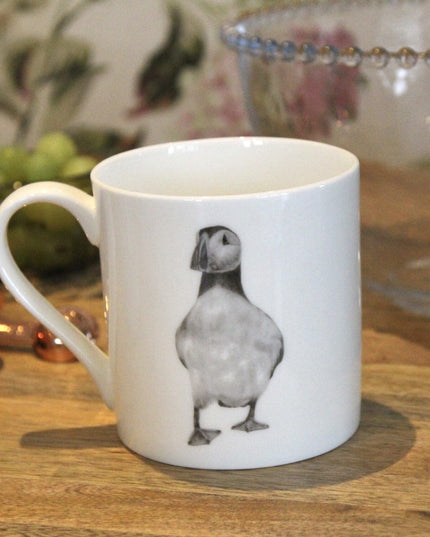Pebbles Puffin Illustration Fine Bone China Mug image 2