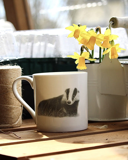 Bella Badger Illustration Fine Bone China Mug image 0