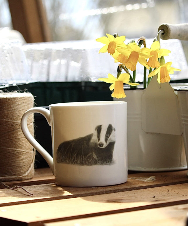 Bella Badger Illustration Fine Bone China Mug image 0