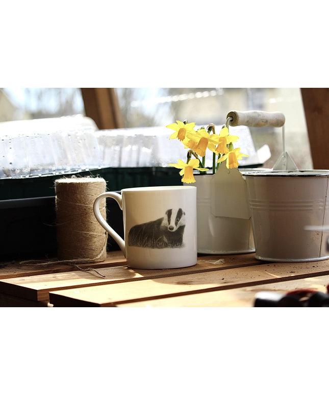 Bella Badger Illustration Fine Bone China Mug image 0
