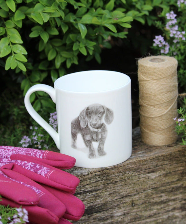 Iris Dachshund Illustration Fine Bone China Mug image 1