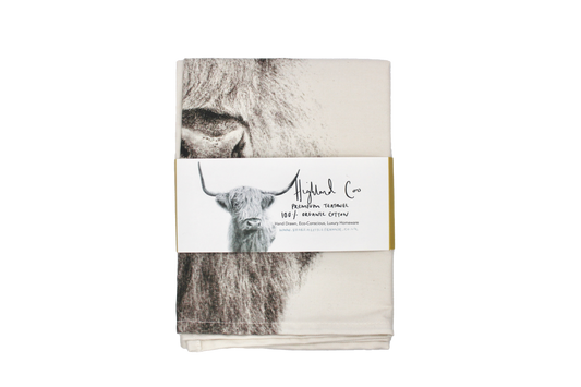 Highland Coo Tea Towel 100% Organic Cotton