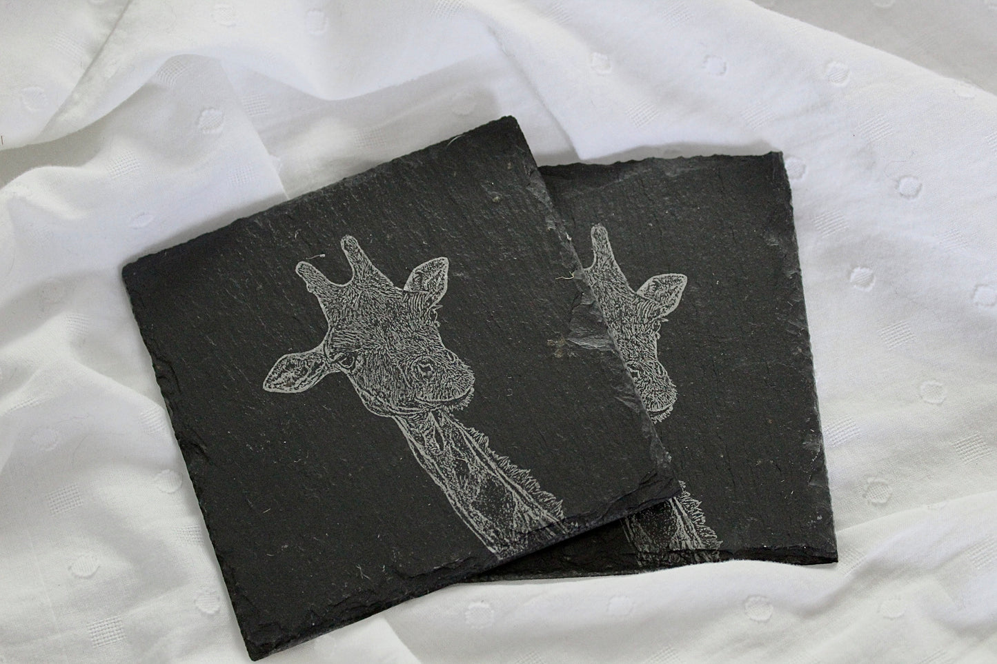 Frankie Giraffe Natural Slate Coasters (Set of 2)