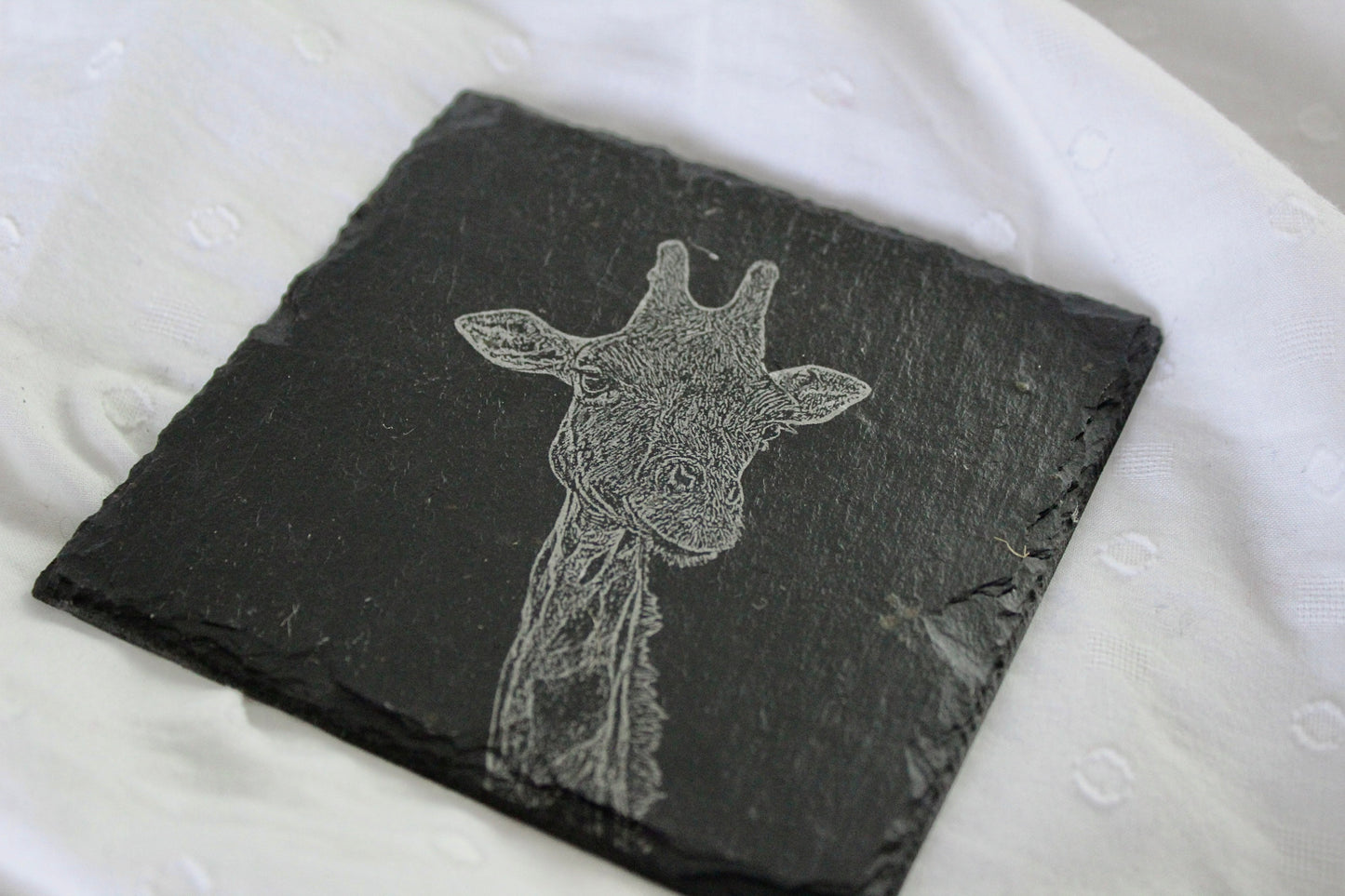 Frankie Giraffe Natural Slate Coasters (Set of 2)