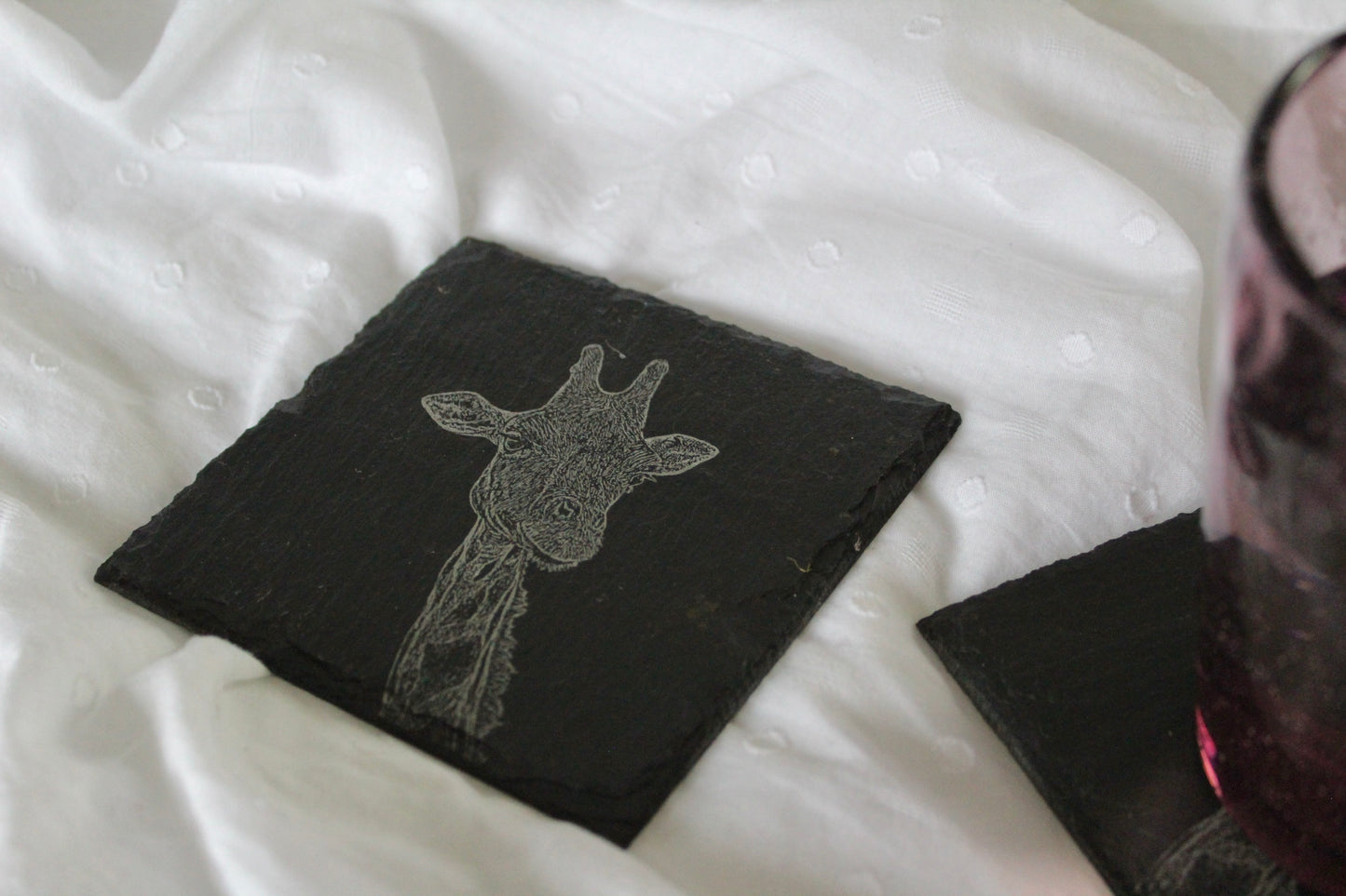 Frankie Giraffe Natural Slate Coasters (Set of 2)