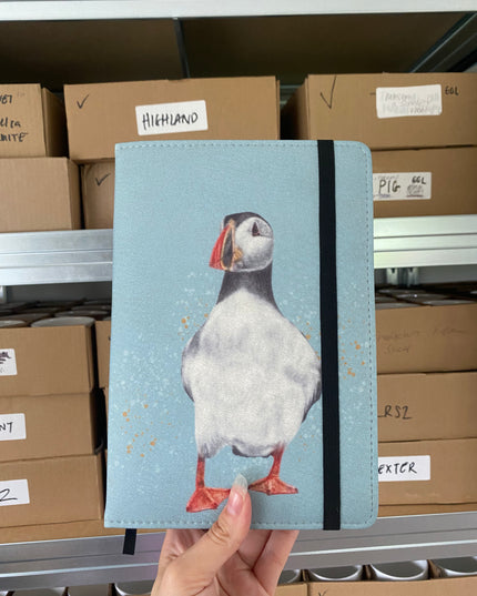 Puffin Illustration Reusable Faux Leather Notebook