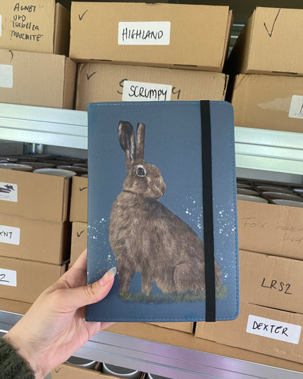 Hare Illustration Reusable Faux Leather Notebook