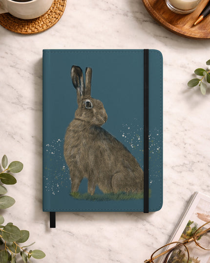 Hare Illustration Reusable Faux Leather Notebook