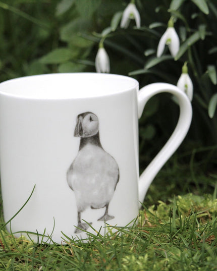 Pebbles Puffin Illustration Fine Bone China Mug image 0