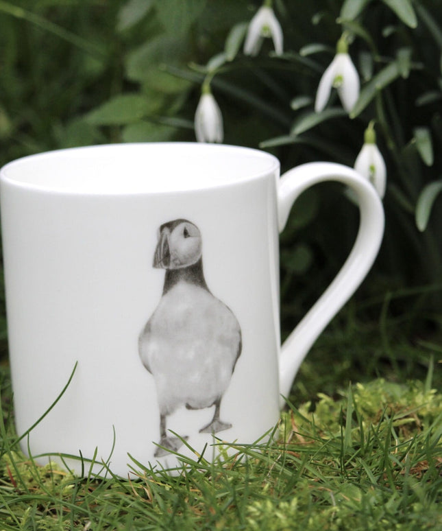 Pebbles Puffin Illustration Fine Bone China Mug image 0