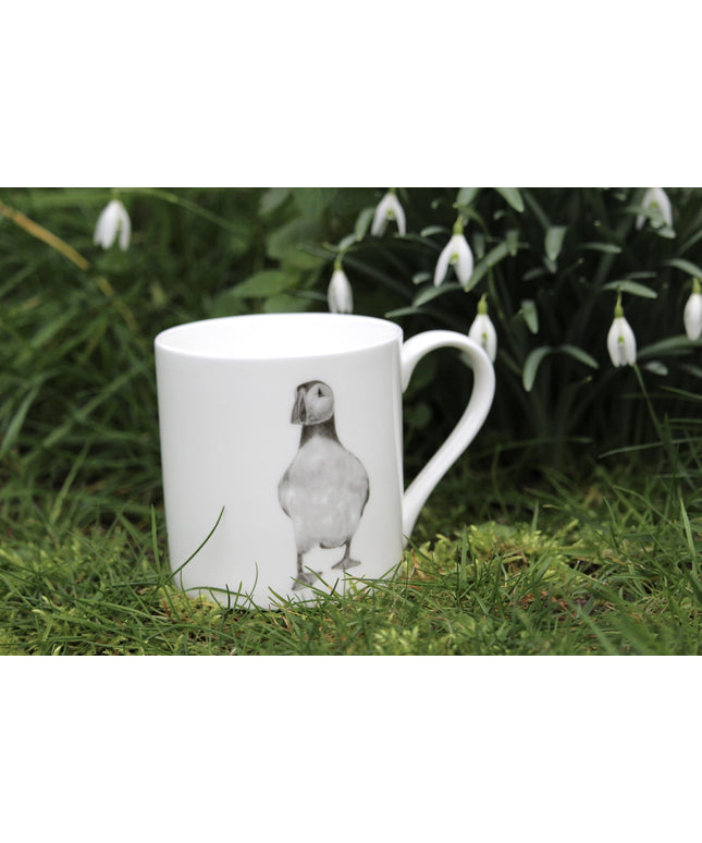 Pebbles Puffin Illustration Fine Bone China Mug image 0