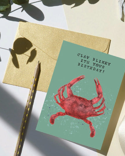 'Claw blimey it's your birthday' Cute Crab Birthday Card image 0