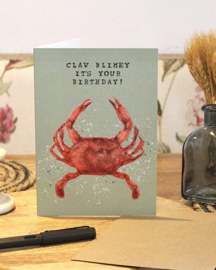'Claw blimey it's your birthday' Cute Crab Birthday Card image 1