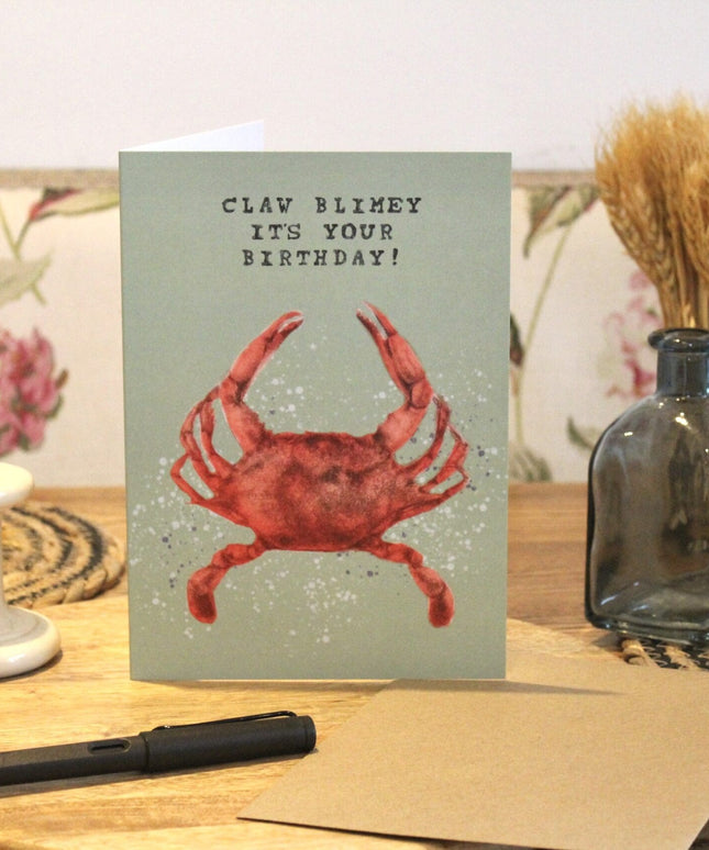 'Claw blimey it's your birthday' Cute Crab Birthday Card image 1