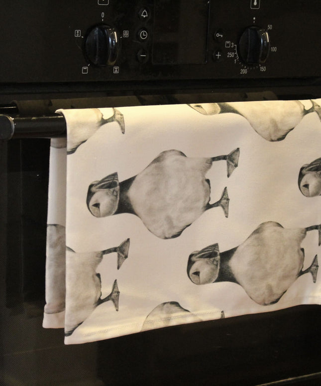 Pebbles Puffin Organic Cotton Tea Towel image 1
