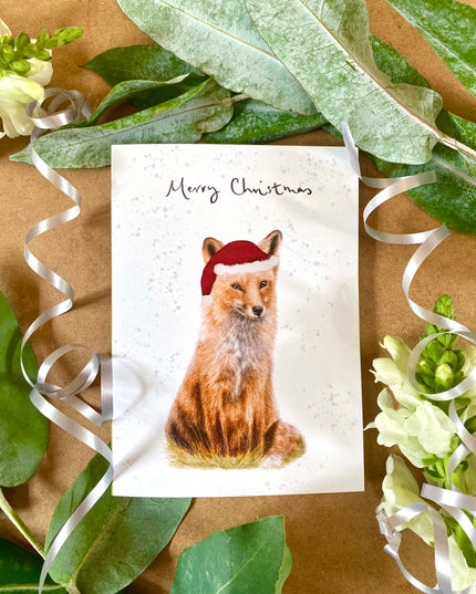Festive Badger & Fox - Hand Drawn Eco Christmas Card Pack Of 6 image 0