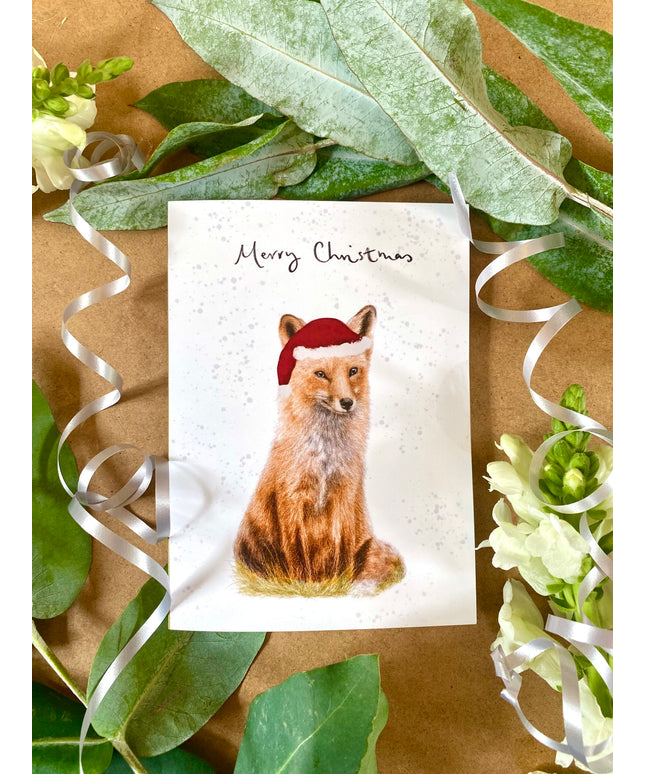 Festive Badger & Fox - Hand Drawn Eco Christmas Card Pack Of 6 image 0