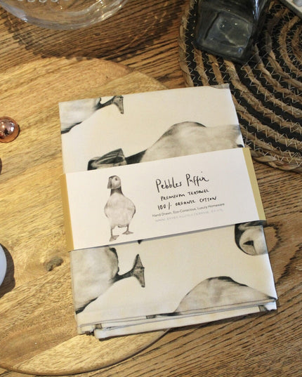 Pebbles Puffin Organic Cotton Tea Towel image 3