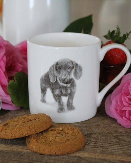 Iris Dachshund Illustration Fine Bone China Mug image 0