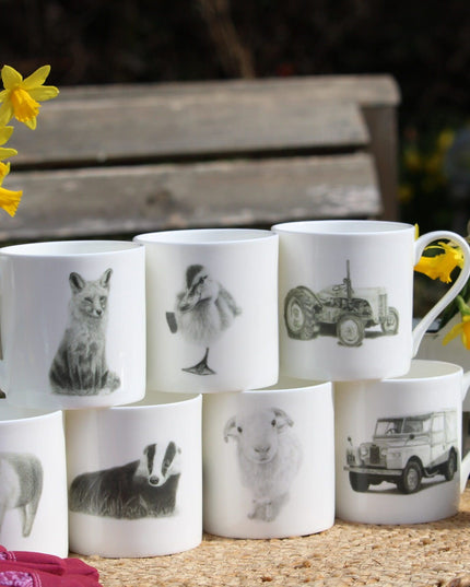 Bella Badger Illustration Fine Bone China Mug image 1